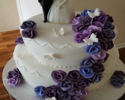2 Tier Wedding Cake with Dark Flowers