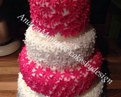 4 tier Red and White Wedding Cake with Flake Layered Icing