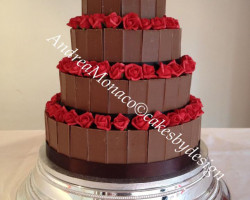 Chocolate Wedding Cake with Red Roses