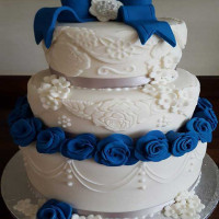 Traditional Wedding Cake Traditional Wedding Cake - 3 Tier Blue Flowers by wedding cake maker in middlesbrough
