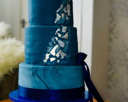 Blue Water Colour Engagement Cake by Wedding Cakes Middlesbrough
