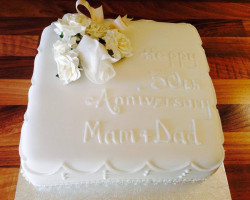 Square White 30th Anniversary Cake