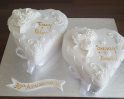White Love Heart Anniversary Cakes
